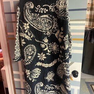 Elegant blue and White Paisley Women's Coat